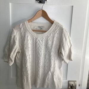 Banana Republic Short-Sleeved Sweater in Cream, Size L